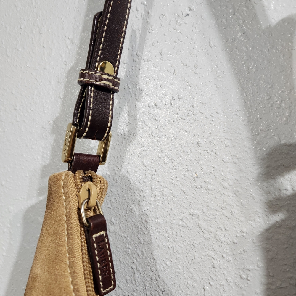 Ralph Lauren Vintage Y2k 2000s Tan Slouchy Suede Hobo Bag Excellent Con - Picture 6 of 16